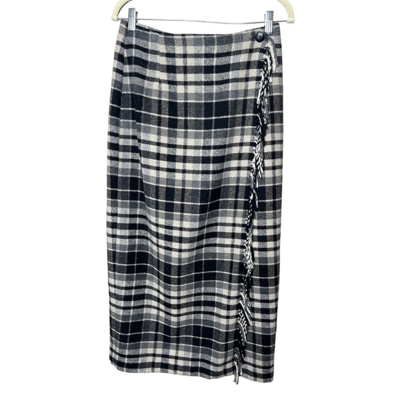 Vintage Real Comfort Wool Plaid Wrap Maxi Skirt - Size 10